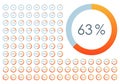 Percentage Pie chart set. From 1 to 100 percent diagram. Circle progress bar for Ui, web and graphic design. Vector illustration